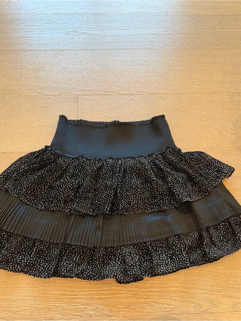 Ramy Brook Black Tiered Mini Skirt with Subtle Speckle